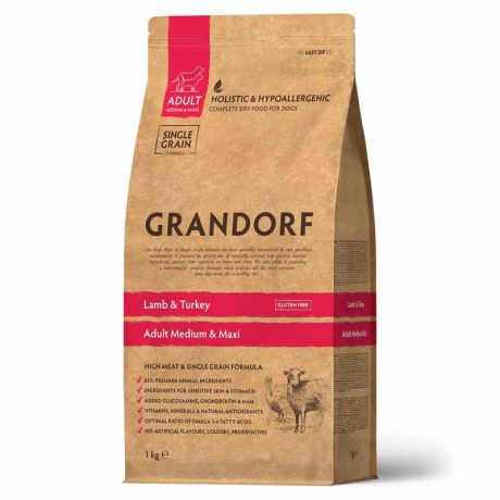 Grandorf Grandorf сухой корм для собак средних и крупных пород, с ягненком и индейкой - 1 кг