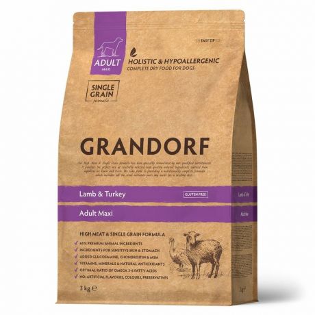 Grandorf Grandorf сухой корм для собак крупных пород, с ягненком и индейкой - 3 кг