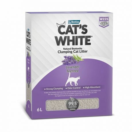 Cats White Cats White BOX Lavender наполнитель для кошек, комкующийся, с ароматом лаванды - 6 л