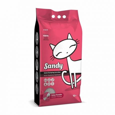 Sandy Sandy Baby Powder наполнитель для кошек, комкующийся, с ароматом детской присыпки - 10 кг