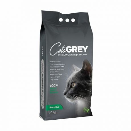 Cats Grey Cats Grey Sensitive наполнитель для кошек, комкующийся, без ароматизатора - 10 кг