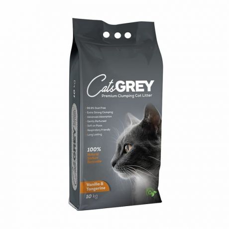 Cats Grey Cats Grey Vanilla & Tangerine наполнитель для кошек, комкующийся, с ароматом ванили и танжерина - 10 кг