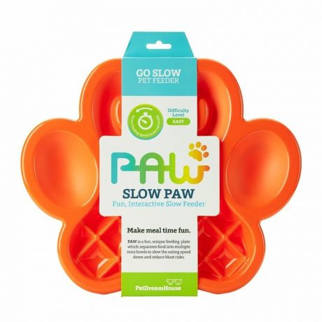 PetDreamHouse PetDreamHouse Paw Slow Feeder Orange Easy Миска для собак и кошек для медленного кормления, оранжевая - 3,2 л