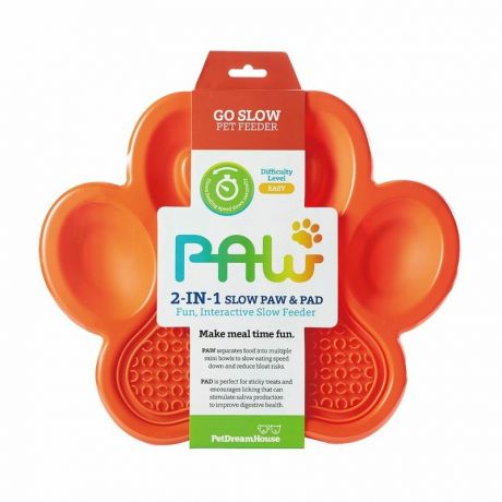PetDreamHouse PetDreamHouse Paw 2 in 1 Slow Feeder & Lick Pad Orange Easy Миска для медленного кормления 2 в 1, оранжевая - 3,2 л