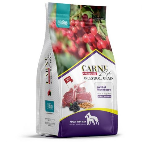 CARNI Life Carni Life Medium Maxi полнорационный сухой корм для собак средних и крупных пород, низкозерновой, с ягненком, ежевикой и клюквой - 2,5 кг
