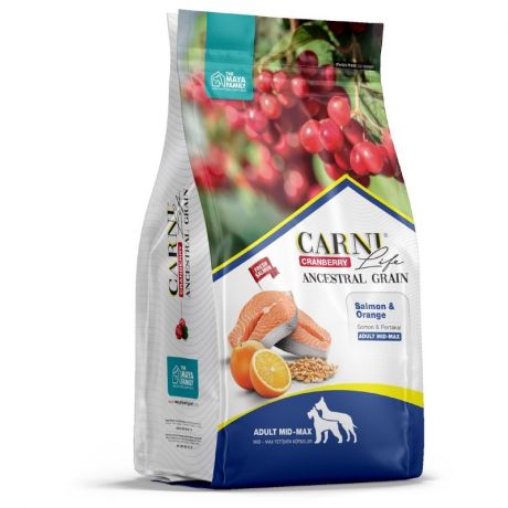 CARNI Life Carni Life Medium Maxi полнорационный сухой корм для собак средних и крупных пород, низкозерновой, с лососем, апельсином и клюквой - 2,5 кг