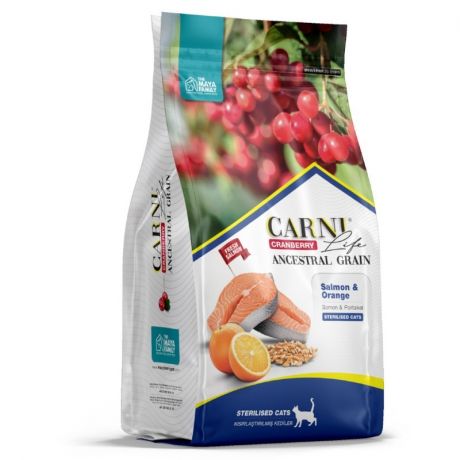 CARNI Life Carni Life Sterilised полнорационный сухой корм для стерилизованных кошек, низкозерновой, с лососем, апельсином и клюквой - 1,5 кг
