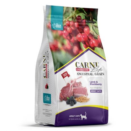 CARNI Life Carni Life Adult полнорационный сухой корм для кошек, низкозерновой, с ягненком, ежевикой и клюквой - 1,5 кг