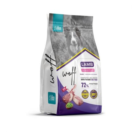 WOFF WOFF Sensitive полнорационный сухой корм для собак с чувствительным пищеварением с ягненком - 12 кг