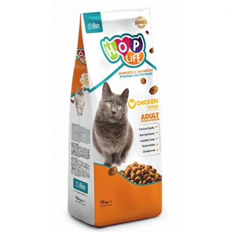 HOP LIFE Hop Life Adult полнорационный сухой корм для кошек с курицей - 15 кг