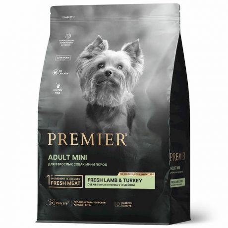 Premier Premier Dog Lamb&Turkey Adult Mini сухой корм для собак мелких пород с ягненком и индейкой - 1 кг