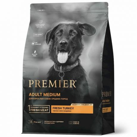 Premier Premier Dog Turkey Adult Medium сухой корм для собак средних пород с индейкой - 3 кг