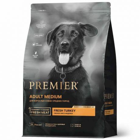 Premier Premier Dog Turkey Adult Medium сухой корм для собак средних пород с индейкой - 1 кг