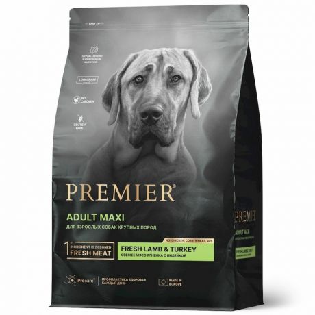 Premier Premier Dog Lamb&Turkey Adult Maxi сухой корм для собак крупных пород с ягненком и индейкой - 3 кг