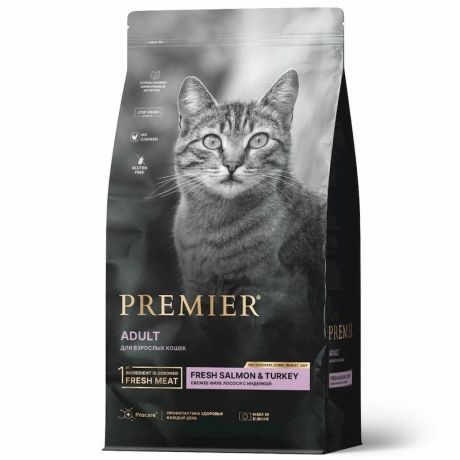 Premier Premier Cat Salmon&Turkey Adult сухой корм для кошек с лососем и индейкой - 400 г