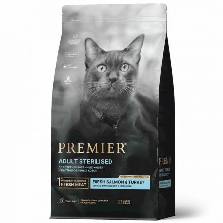 Premier Premier Cat Salmon&Turkey Sterilised сухой корм для кошек с лососем и индейкой - 400 г