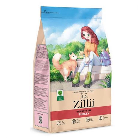 ZILLII Zillii Urinary Care Cat полнорационный сухой корм для кошек, PH контроль, с индейкой - 400 г