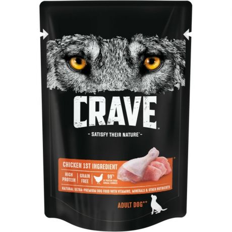 Crave Crave полнорационный влажный корм для собак, с курицей, кусочки в желе, в паучах - 85 г