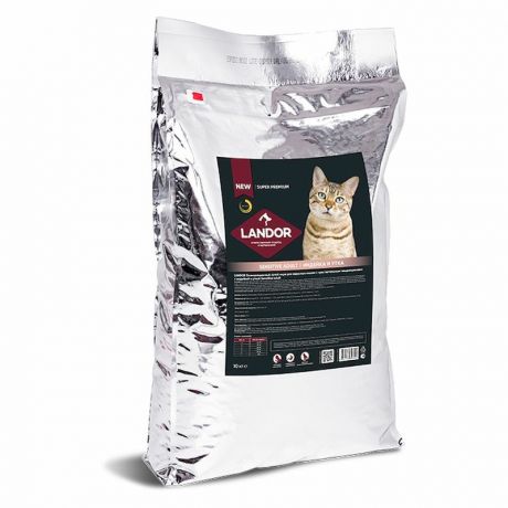 LANDOR Landor сухой корм для взрослых кошек с чувствительным пищеварением, c индейкой и уткой