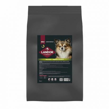 LANDOR Landor сухой корм для взрослых собак мелких пород, c индейкой и ягненком