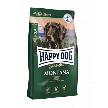 HAPPY DOG Happy Dog Supreme Sensible Montana полнорационный сухой корм для собак средних и крупных пород с пищевой аллергией, беззерновой, с кониной и картофелем - 2,8 кг