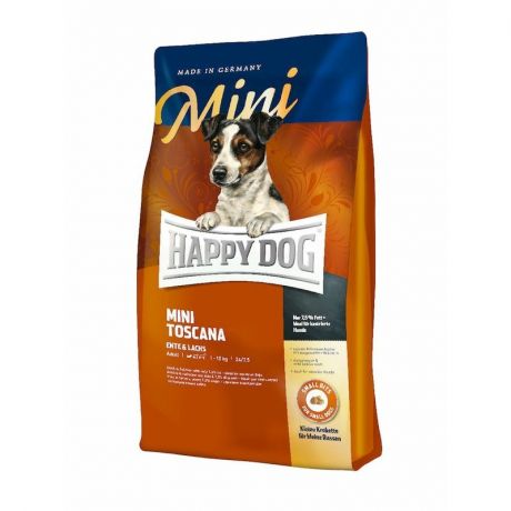 HAPPY DOG Happy Dog Supreme Sensible Mini Toscana полнорационный сухой корм для собак мелких пород с низкой активностью, с уткой и лососем