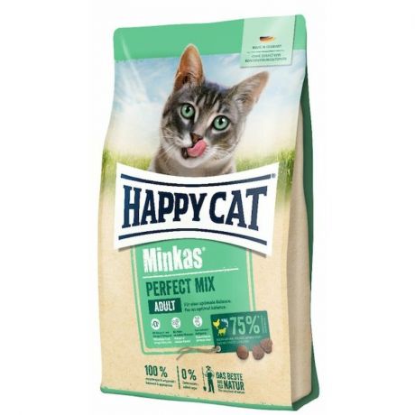 HAPPY CAT Happy Cat Minkas Perfect Mix полнорационный сухой корм для кошек, с птицей, рыбой и ягненком - 1,5 кг