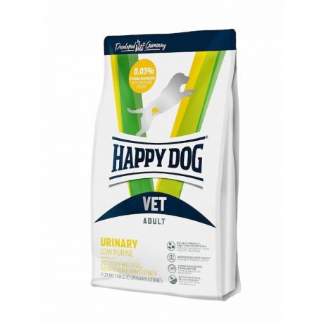 HAPPY DOG Happy Dog Vet Diet Urinary Low Purine полнорационный сухой корм для собак при МКБ оксалатного типа, диетический - 4 кг