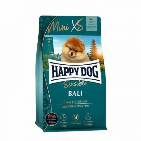 HAPPY DOG Happy Dog Sensible Mini XS Bali полнорационный сухой корм для собак миниатюрных пород с чувствительным пищеварением, с курицей и куркумой - 300 г
