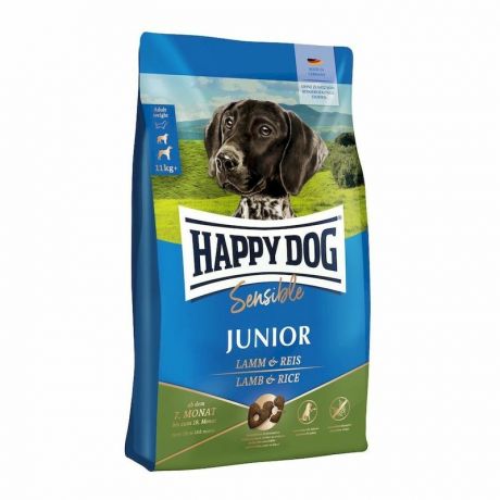 HAPPY DOG Happy Dog Sensible Junior Lamb & Rice полнорационный сухой корм для юниоров средних и крупных пород с 7 месяцев, с ягненком и рисом - 1 кг