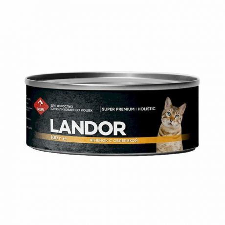 LANDOR Landor влажный корм для стерилизованных взрослых кошек, с ягненом и облепихой, в консервах - 100 г