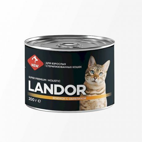 LANDOR Landor влажный корм для стерилизованных взрослых кошек, с ягненом и облепихой, в консервах