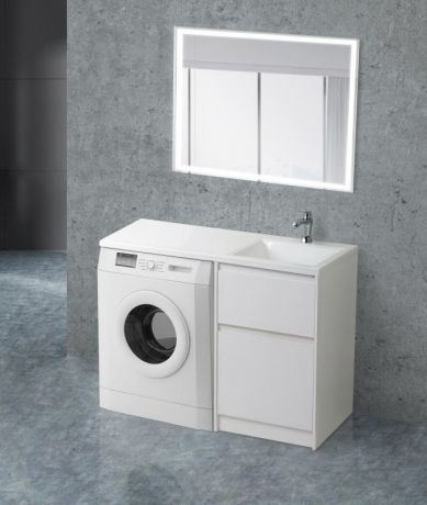 Тумба с раковиной Bianco Opaco 120,3 см BelBagno Kraft KRAFT-LVD-580/1200-2C-PIA-BO + BB1200/480-LV-MR-R