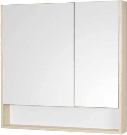 Зеркальный шкаф 85х85 см белый глянец/дуб верона Акватон Сканди 1A252302SDB20