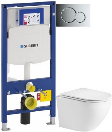 Комплект подвесной унитаз WeltWasser Merzbach 004GL-WT 10000003661 + система инсталляции Geberit 111.300.00.5 + 115.770.21.5 + 111.815.00.1