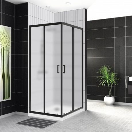 Душевой уголок 90х90 см BelBagno UNO-195-A-2-90-P-NERO текстурное