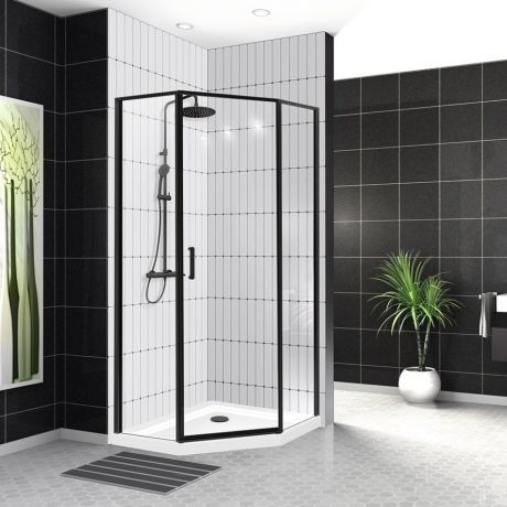 Душевой уголок 100х100 см BelBagno UNO-195-P-1-100-C-NERO прозрачное