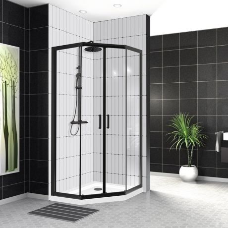 Душевой уголок 90х90 см BelBagno UNO-195-P-2-90-C-NERO прозрачное