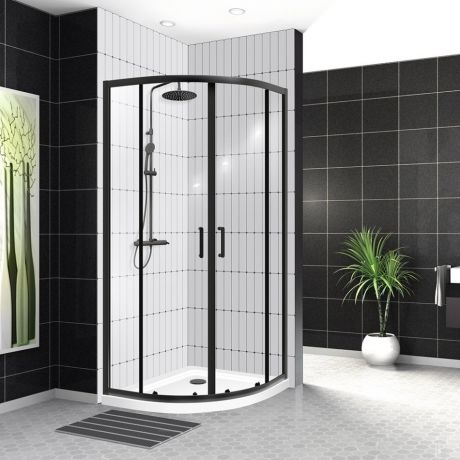 Душевой уголок 89,5х89,5 см BelBagno UNO-195-R-2-90-C-NERO прозрачное