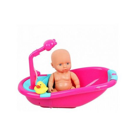 Игровой набор Jutu Love кукла-пупс с ванной и аксессуарами для купания, розовый