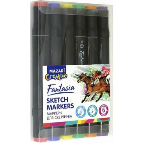 Набор маркеров для скетчинга Mazari Fantasia Main colors, 6 штук
