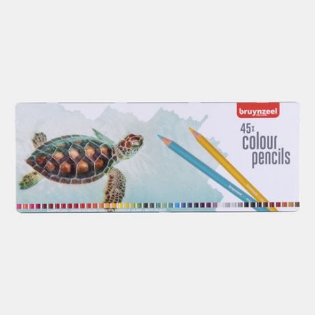 Набор цветных карандашей Bruynzeel в металлической коробке Черепаха, 45 цветов