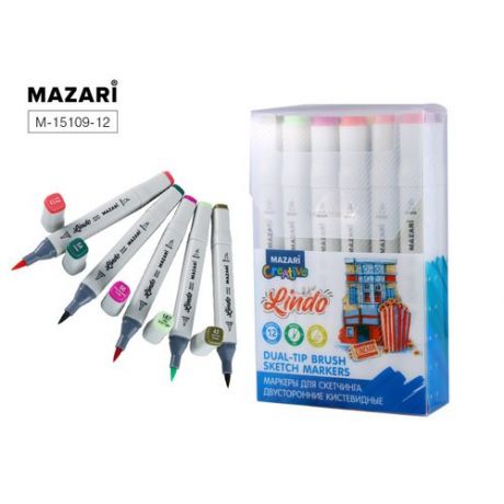 Набор маркеров для скетчинга Mazari Lindo Flowers colors, 12 шт