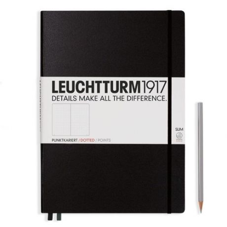 Записная книжка Leuchtturm Master Slim A4+, в точку, черная, 123 страниц, твердая обложка