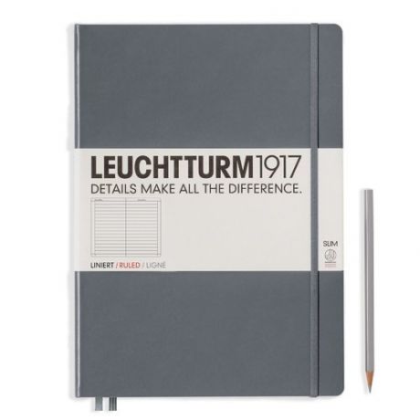 Записная книжка Leuchtturm Master Slim A4+, в линейку, глубокий серый, 123 страниц, твердая обложка