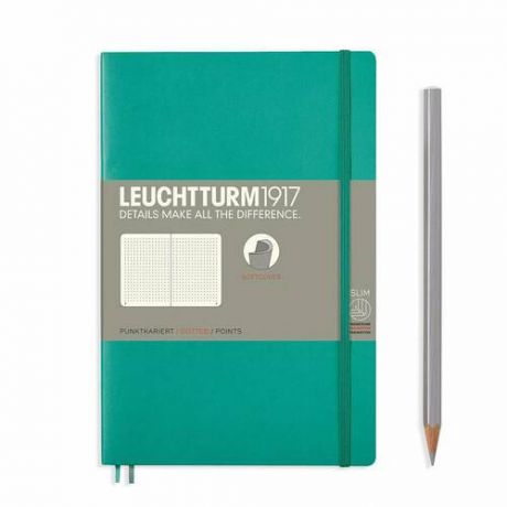 Записная книжка Leuchtturm Paperback В6+, в точку, изумрудная, 123 страниц, мягкая обложка