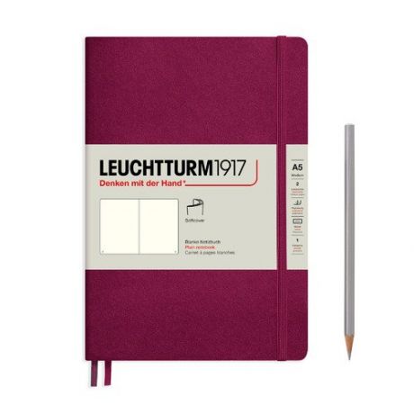 Записная книжка Leuchtturm А5, нелиновааая, винная, 123 страниц, мягкая обложка