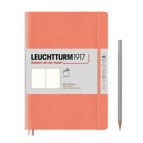 Записная книжка Leuchtturm А5, нелинованная, персиковая, 123 страниц, мягкая обложка