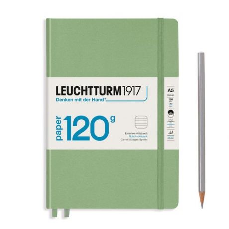 Блокнот Leuchtturm Edition А5, в линейку, пастельный зеленый, 203 страниц, твердая обложка