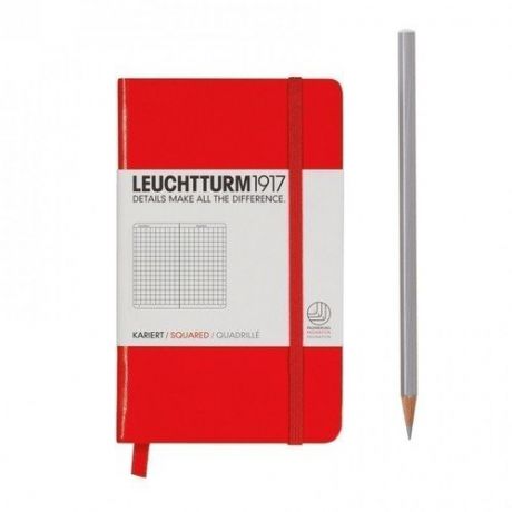Записная книжка Leuchtturm, в клетку, красный, А6